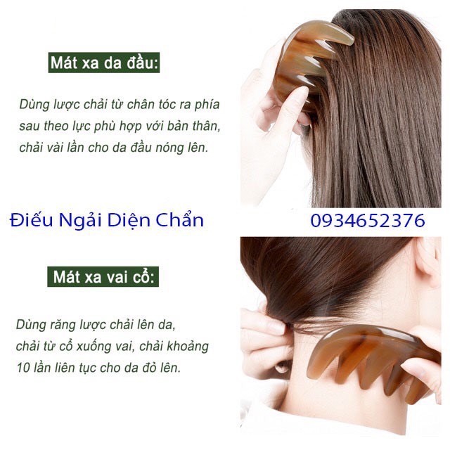 Lược Sừng chải thông kinh lạc 5 răng, chuyên làm body, massage Diện Chẩn Thân Tâm