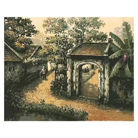 Tranh Số Hóa, Tô Màu Theo Số, Có Khung, Đủ Phụ Kiện - Tranh PHONG CẢNH QUÊ HƯƠNG