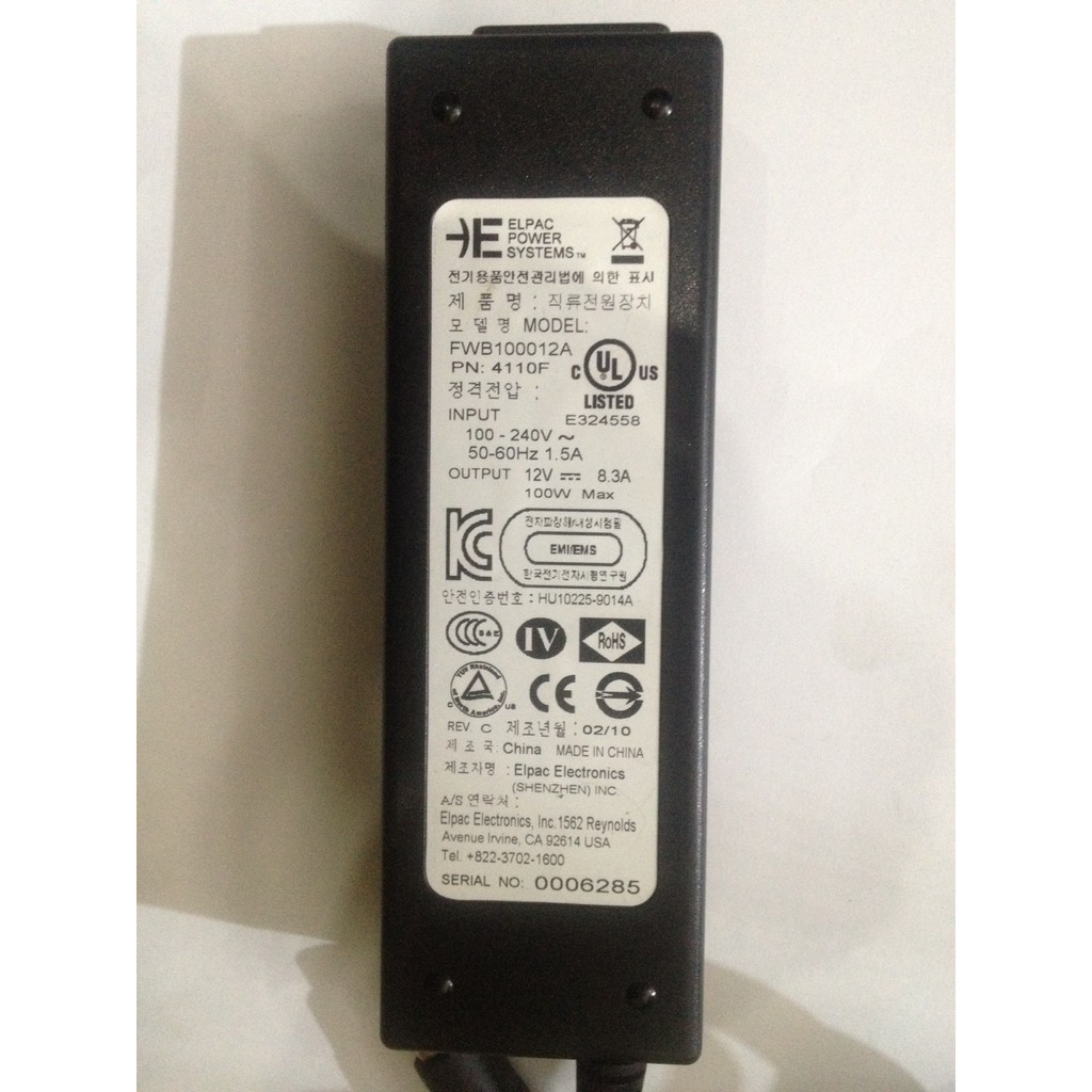 Adapter nguồn Elpac FWB100012A 12V 8.3A 100W 5 pin