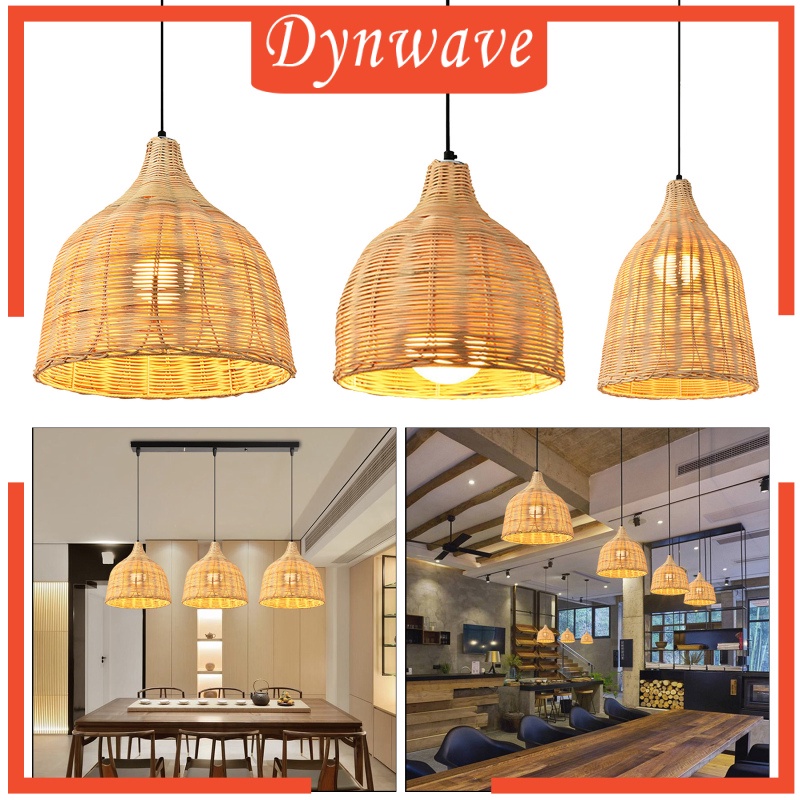 [DYNWAVE] Weave Rattan Ceiling Pendant Light Fixtures Hotel Bar Chandeliers