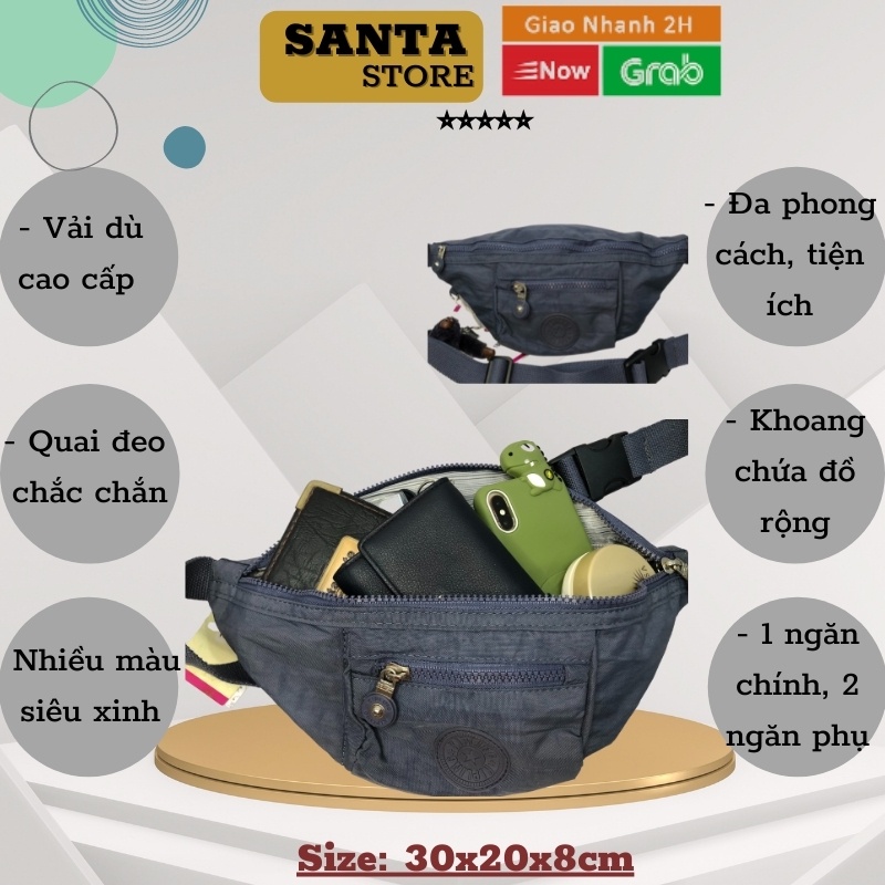 Túi đeo chéo đeo bụng bao tử nữ Kipling KL1806 mini vải dù thời trang đẹp cute cao cấp đựng điện thoại, ví tiền, thẻ ATM