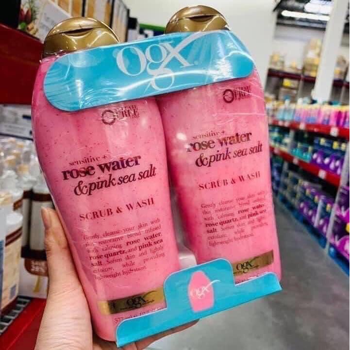 Sữa Tắm OGX Rose Water & Pink Sea Salt Mỹ (577ml)