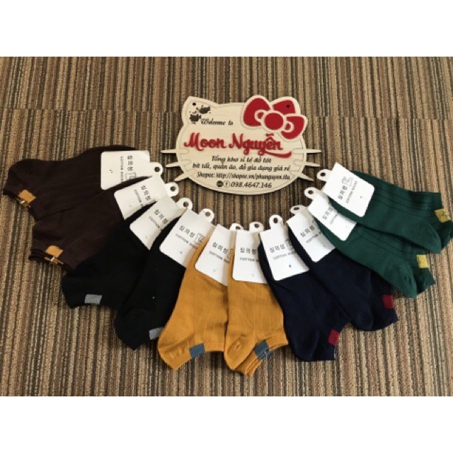 Set 10 Đôi Tất Nữ Cổ Ngắn màu Vintage hàng xuất Hàn xịn