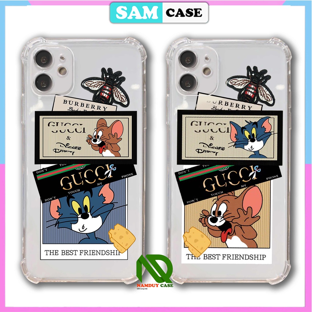 Ốp lưng iPhone 6/6s/7/8/X/XS/11/12/13 Pro Plus Max chống sốc bảo vệ camera silicon trong suốt mềm dẻo Guuci Tom Jerry