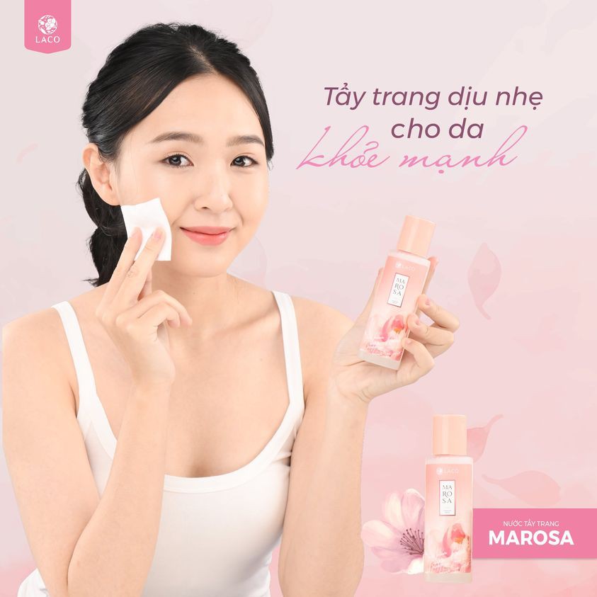 Combo Tẩy trang nhũ hoá MAROSA LACO 120ml cho làn da mịn màng và sạch sâu + 12pcs bông nở rửa mặt Laco