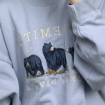 Áo sweater blue bear dáng rộng