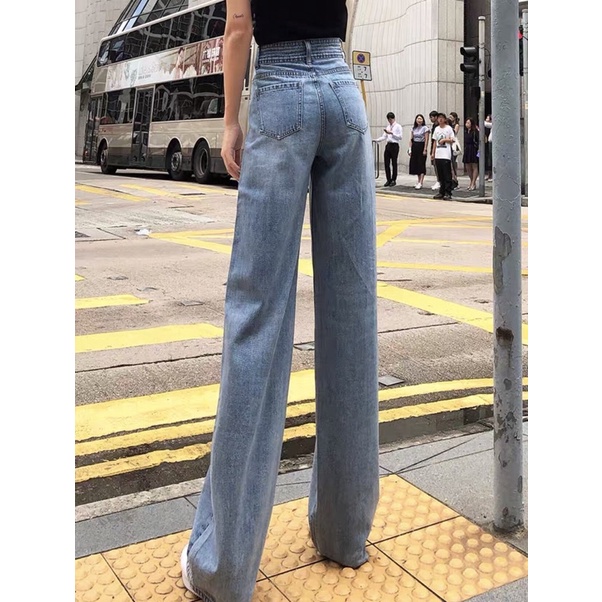 Quần bò ống rộng nữ cạp cao quần jeans ống rộng lưng cao, vải bò dày đẹp , không giãn ,dáng suông cá tính | BigBuy360 - bigbuy360.vn