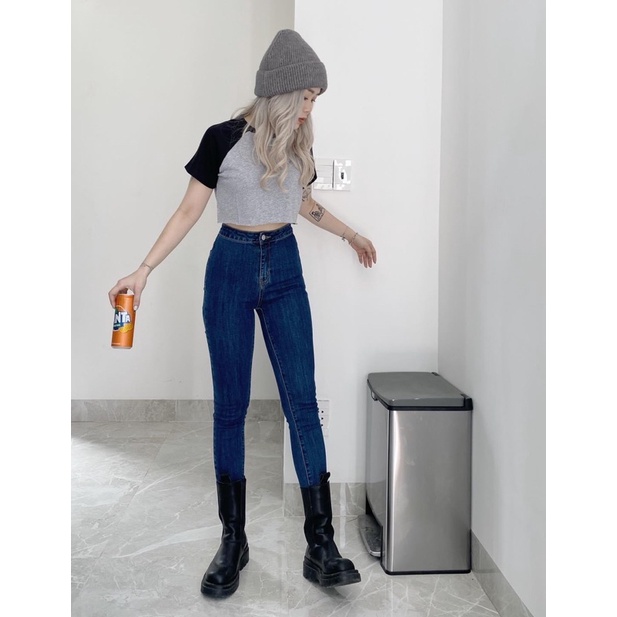 Quần Skinny Jeans Nữ Lưng Siêu Cao Hàng Xuất Chuẩn