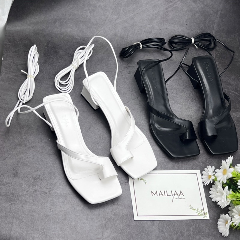 Sandal xỏ ngón MAILIAA gót vuông 3 phân quai sau quấn vòng cổ chân