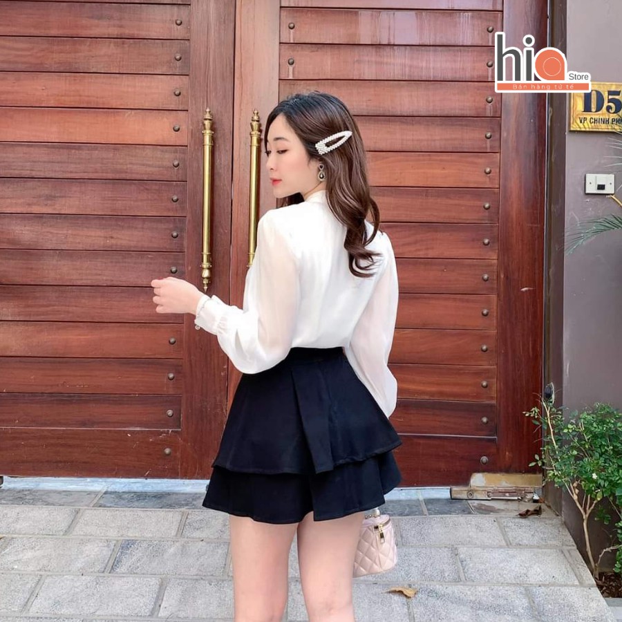 Áo voan kiểu sơ mi công sở nữ cổ nơ tay phồng dáng tiểu thư phong cách Hàn Quốc - Hia Clothing | BigBuy360 - bigbuy360.vn