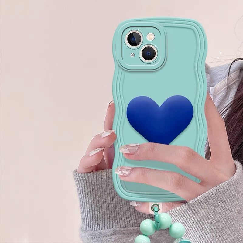 Ốp Điện Thoại Mềm Chống Sốc Họa Tiết Trái Tim Màu Xanh Dương Cho iPhone 13 Pro MAX 12 11 Pro MAX 7Plus 8Plus X XS MAX XR