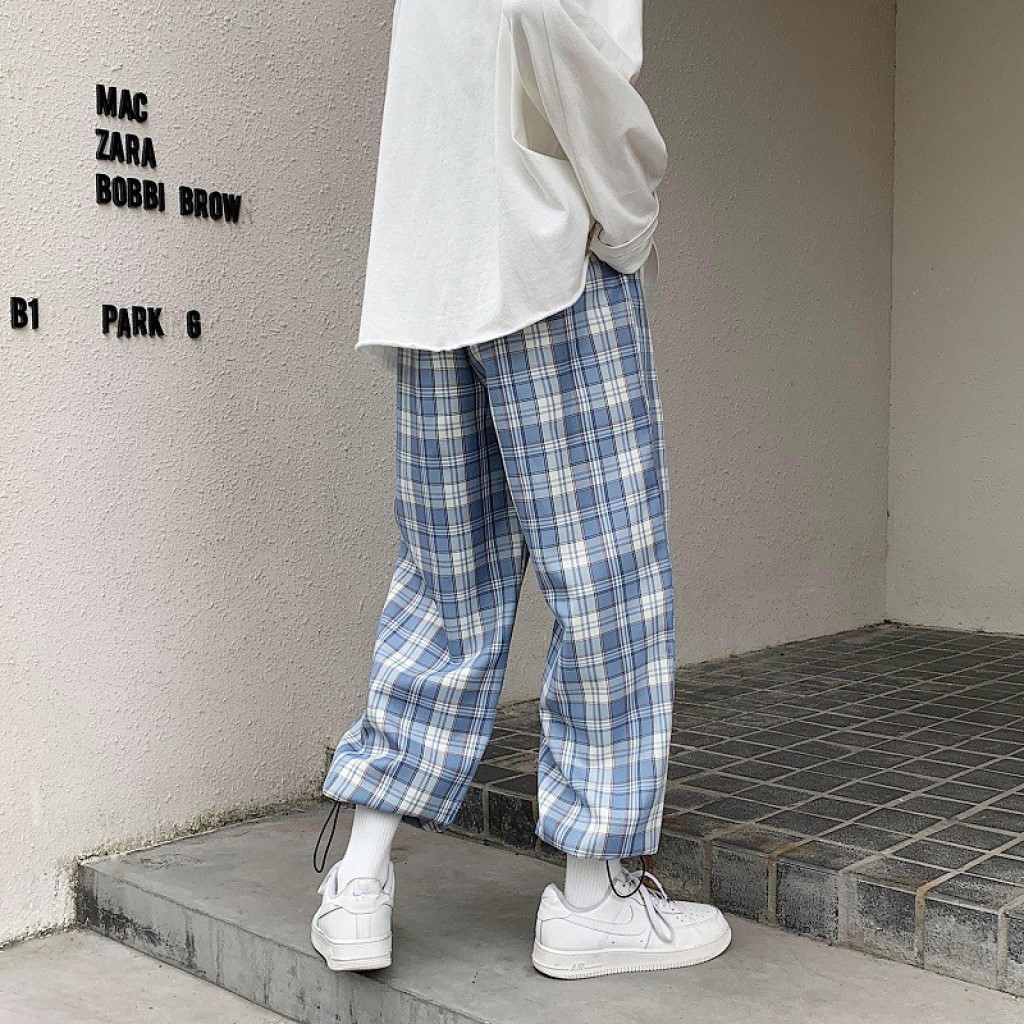 Quần Kẻ Caro Nam Nữ Mặc 2 Kiểu Ống Suông Và Jogger Bo Gấu Thể Thao phong cách Hàn Quốc - QD47
