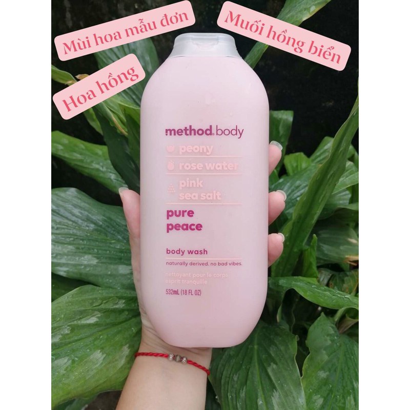 Sữa tắm dưỡng ẩm sáng da, lưu hương thơm lâu Hoa Hồng Method Body Pure Peace