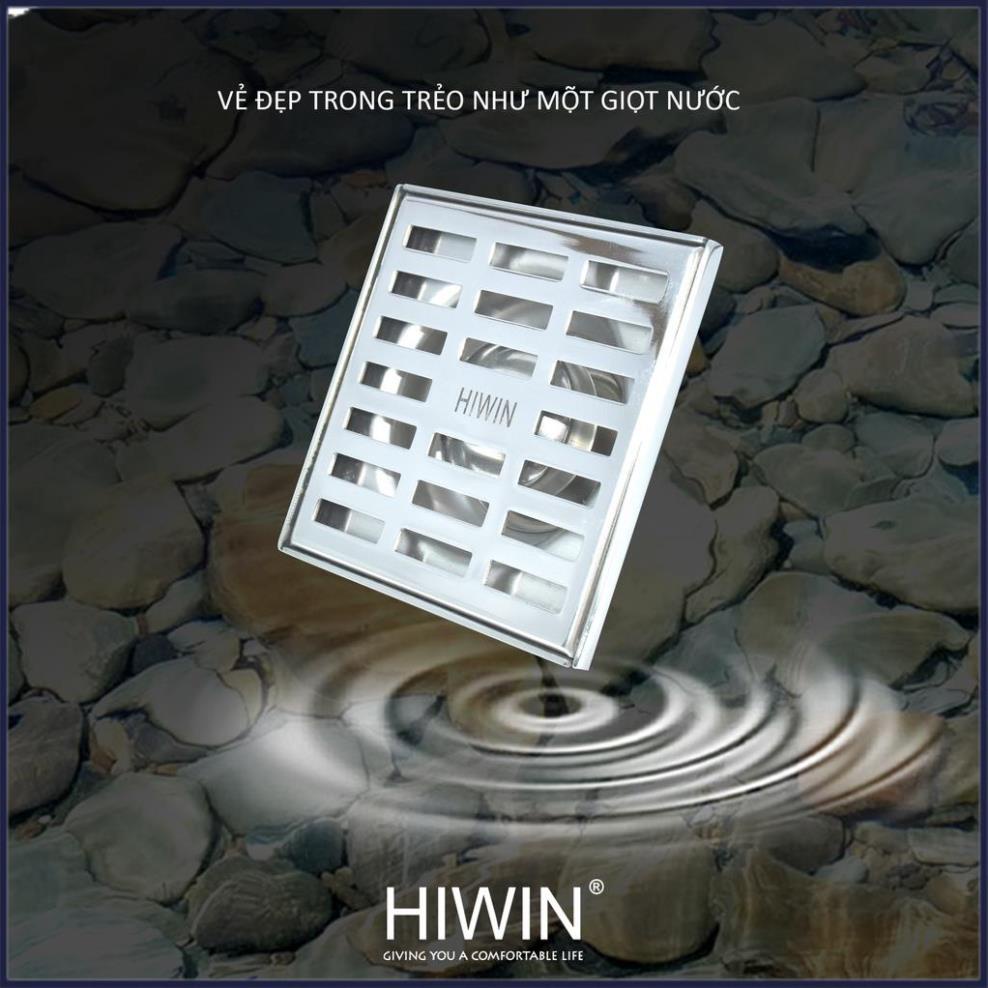 Phễu ga thoát sàn ngăn mùi hôi inox 304 mặt gương kích thước 100x100mm HIWIN FD-121B
