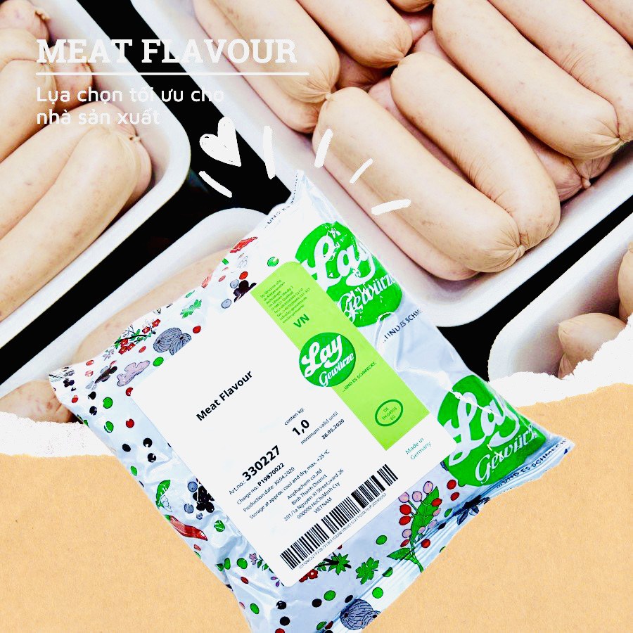 1Kg Hương thịt dạng bột Meat Flavour hàng Đức - Tăng hương thịt cho xúc xích, giò chả, jambon, Doner Kebab