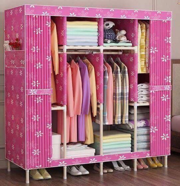 Tủ vải khung gỗ 4 ngăn siêu bền, inbox để chọn màu | BigBuy360 - bigbuy360.vn