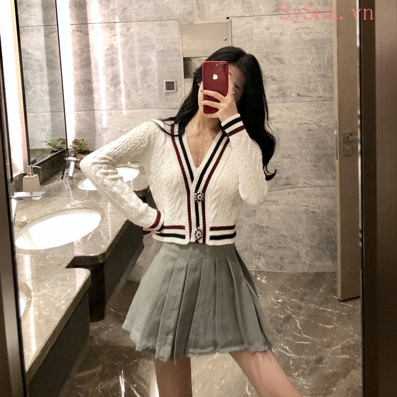 Áo cardigan dệt kim dáng rộng thời trang cho nữ
