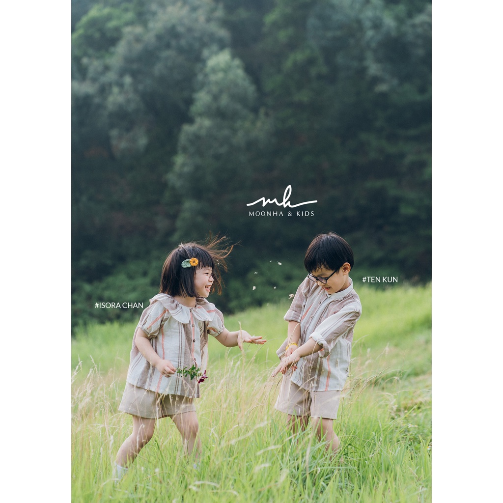 Áo sơ mi cổ bèo bé gái chất linen nhẹ mát | Isora-chan by Moon Ha Kids