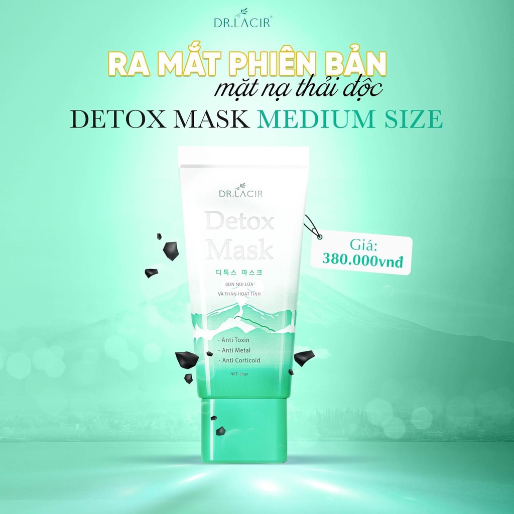 Mặt Nạ Thải Độc Detox Mask Drlacir,Hộp 35gram,Giúp thải độc da,Giúp làm sạch và sáng da,ngăn ngừa mụn ẩn,mụn cám