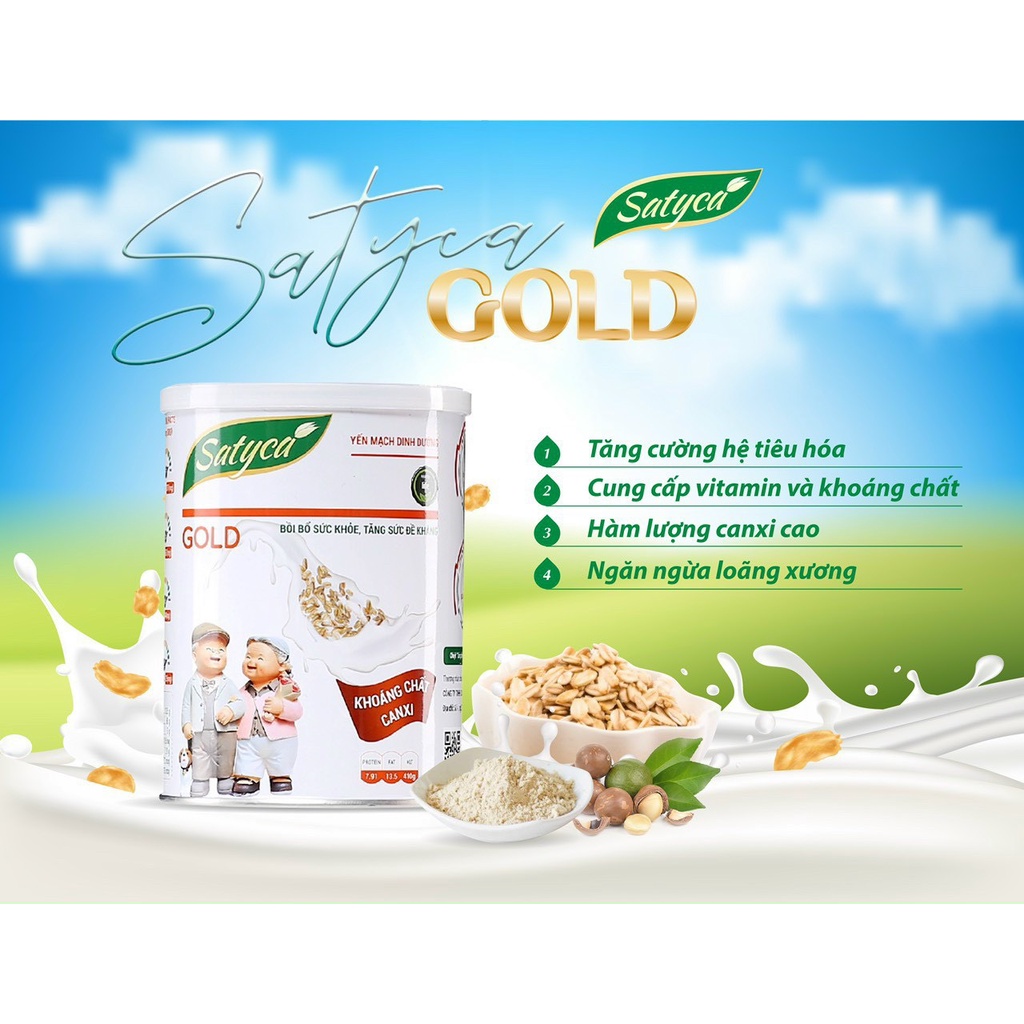 Sữa yến mạch Satyca Gold bữa ăn vàng cho người cao tuổi hộp 410g