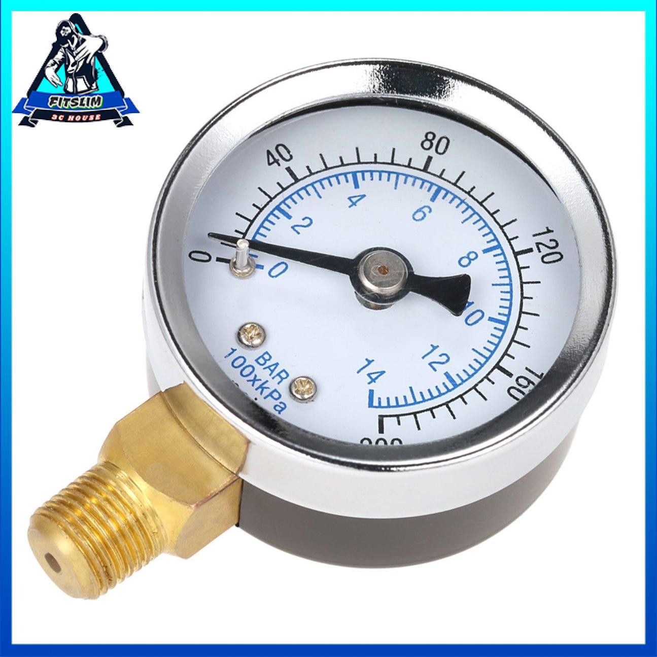 Đồng hồ đo áp suất 0-200psi 0-14bar Máy nén khí Máy nén khí thủy lực Máy đo áp suất