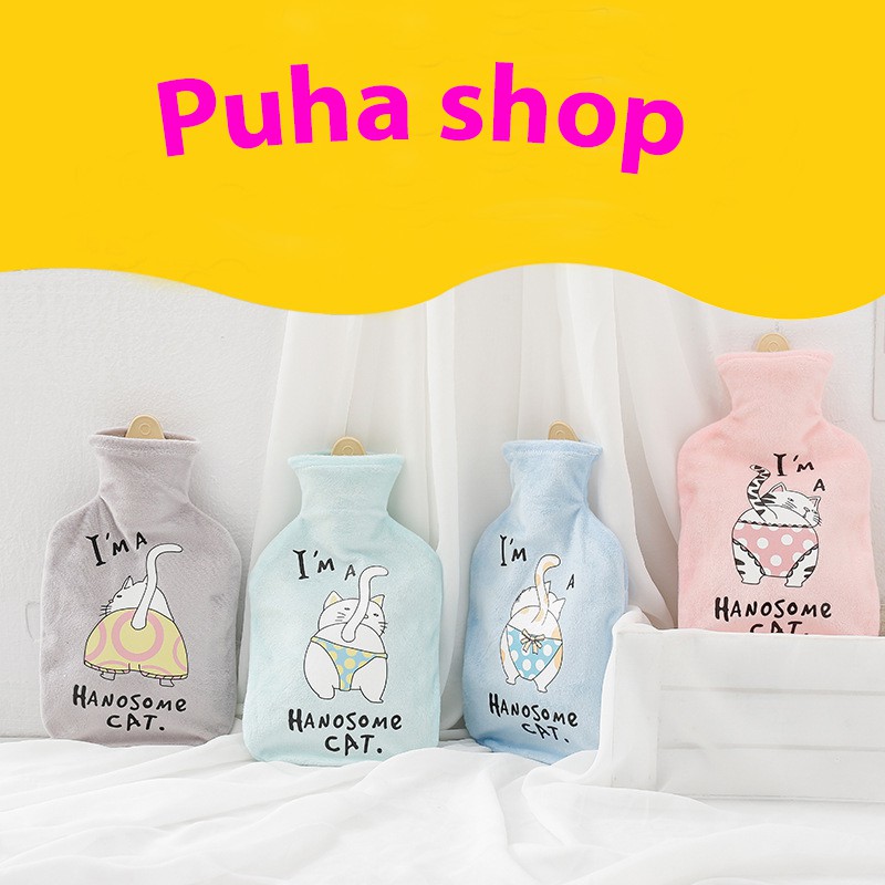 Túi chườm nóng lạnh đa năng PUHA 1000ml, túi chườm sưởi ấm bụng kinh giảm đau hiệu quả cho nữ