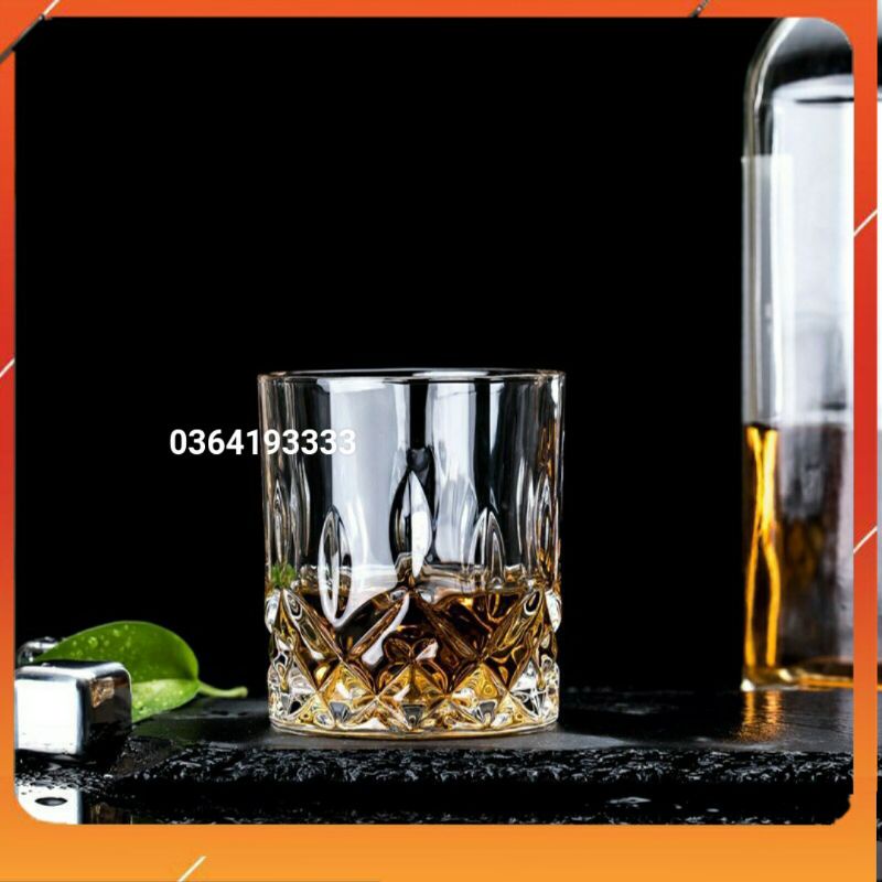 Cốc Thủy Tinh Uống Rượu Đáy Kim Cương 220ml 6 cái