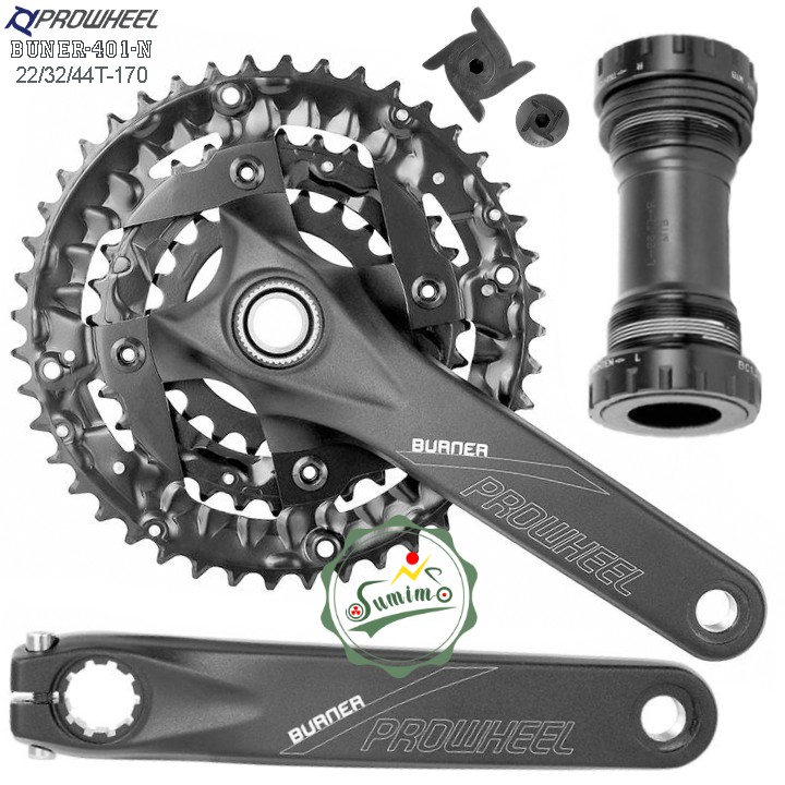 Giò dĩa PROWHEEL Burner-401-N 22/32/44T-170mm kèm BB - Chính hãng