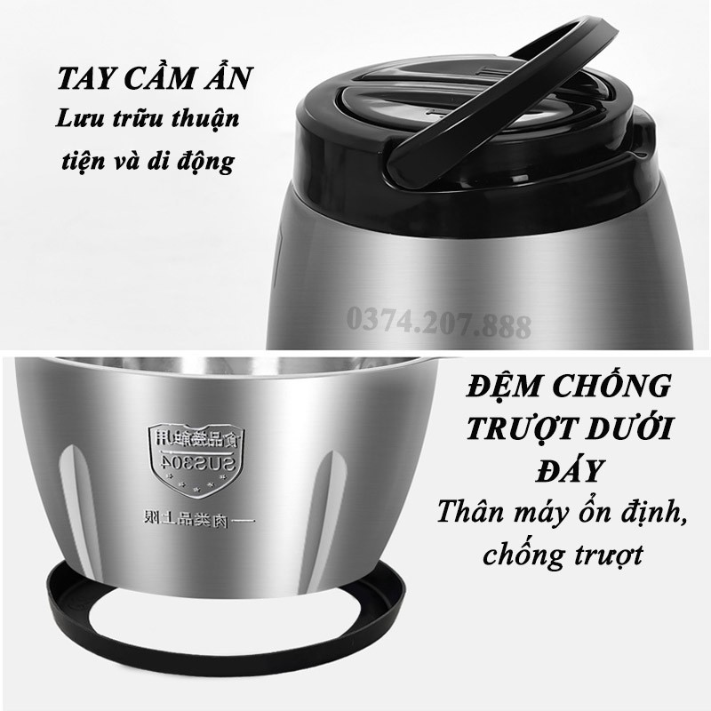 Máy Xay Thịt Đa Năng Xay Rau Củ, Xay Hoa Quả Cối Inox 304 Hàng Nội Địa Trung Cao Cấp PAPAA.HOME