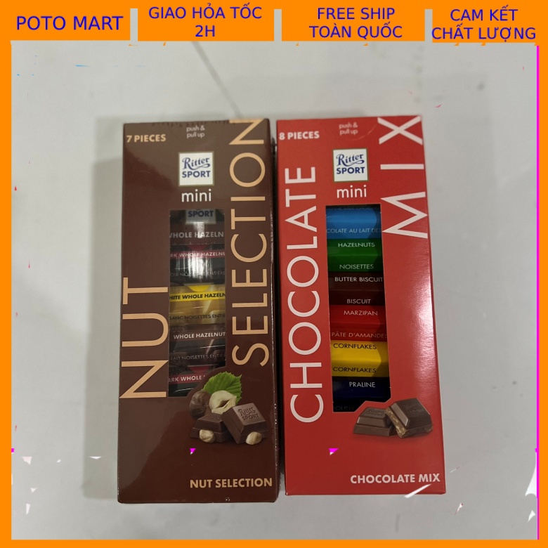 Sô cô la hỗn hợp Ritter Sport dạng thanh, hạt phỉ, không có nhân hộp 116g