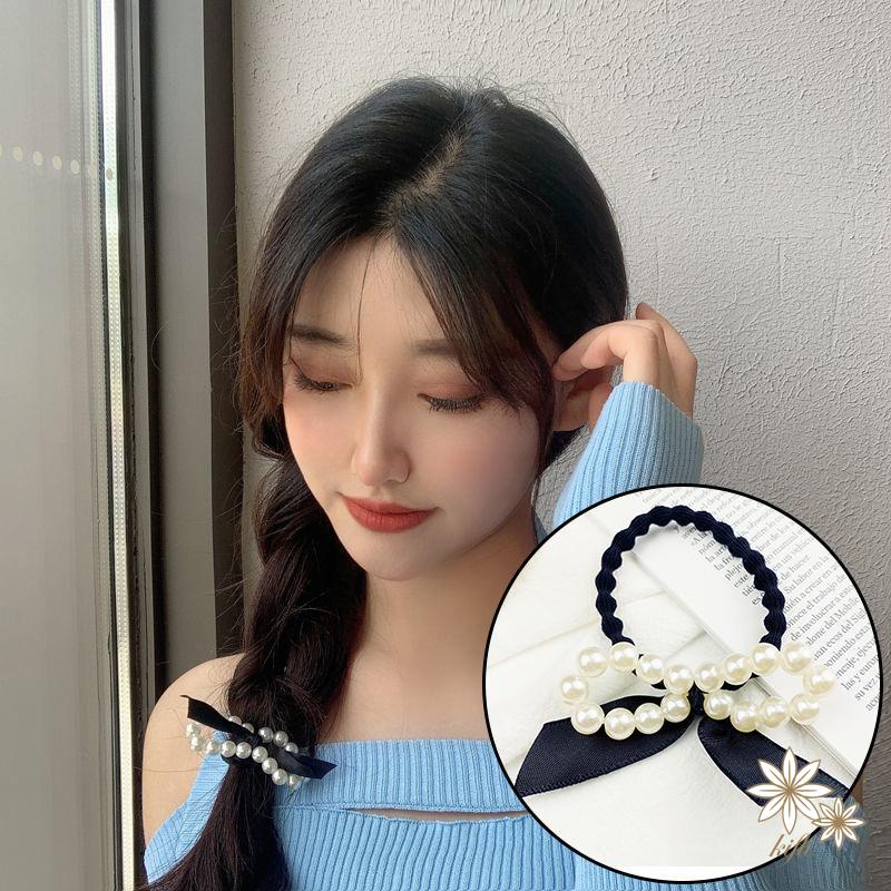【Kifli.vn】Dây Buộc Tóc Cao Su Co Giãn Thắt Nơ Đính Ngọc Trai Ngọt Ngào Cho Nữ