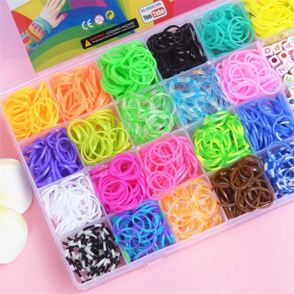 Vòng Tay Dây Cao Su Co Giãn Màu Cầu Vồng Phong Cách Cổ Điển DIY Cho Bé Gái