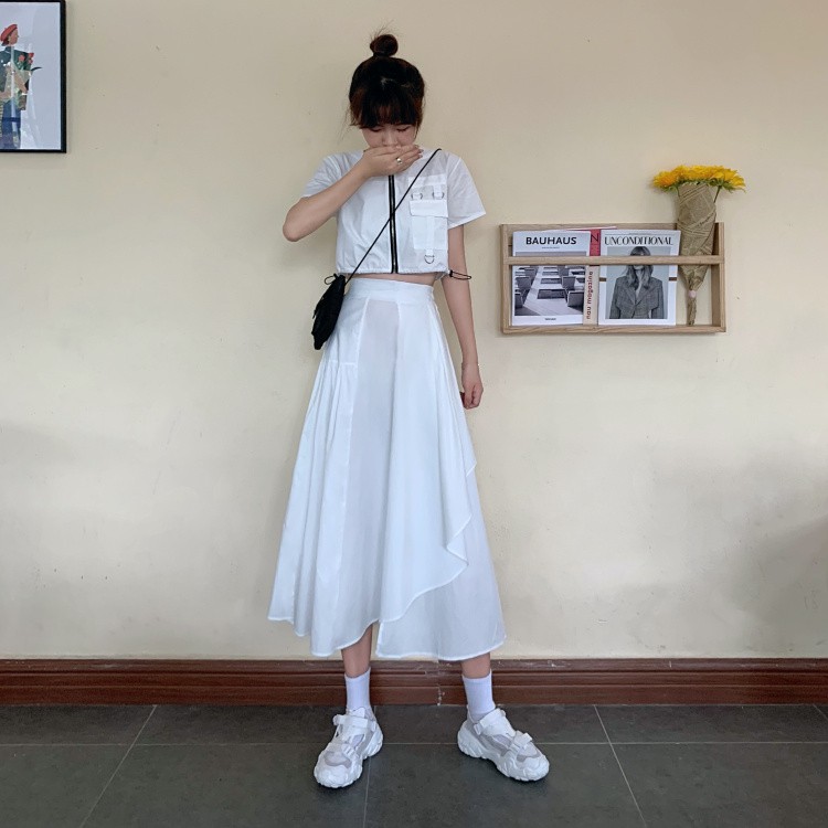 Chân Váy Midi Lưng Cao Xiaozhainv Thiết Kế Độc Đáo Phong Cách Hàn Quốc Cho Nữ | BigBuy360 - bigbuy360.vn