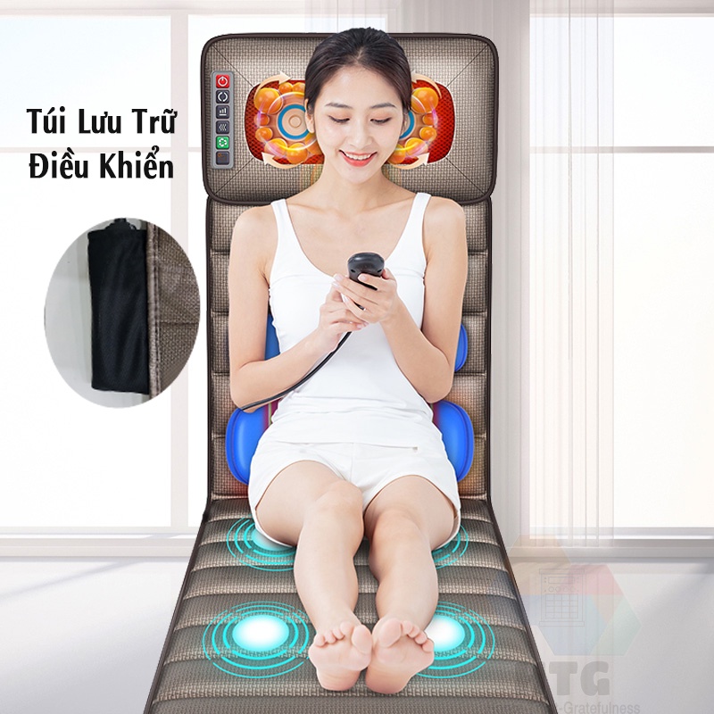 Nệm massage toàn thân Leerkang LEK918F hỗ trợ túi khí, hồng ngoại, gối có thể tháo rời, phù hợp các chiều cao khác nhau