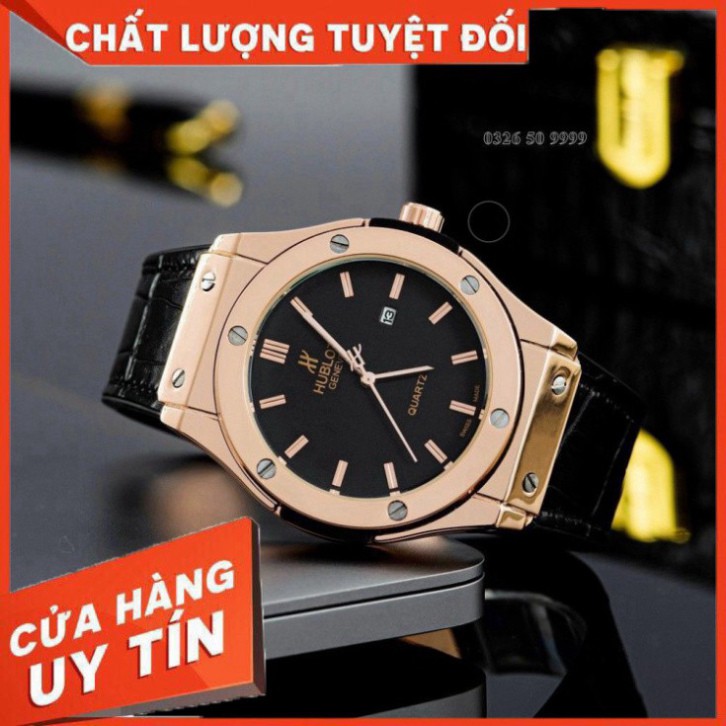 (Hublot.viền trơn)  [Hàng đẹp] Đồng hồ nam Hublot - Bản classic máy pin - Fullbox tặng vòng tay | BigBuy360 - bigbuy360.vn