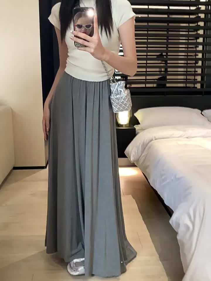 Chân Váy Thun QC Xòe Dài Dáng Rộng Lưng Cao Dấu Cạp Hách Dáng Style Korean - Hàng QC Chất Đẹp Mềm Rủ - Dalyn | BigBuy360 - bigbuy360.vn