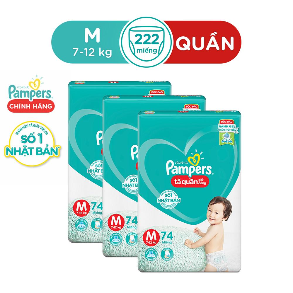 Combo 3 Tã Quần Pampers Giữ Dáng Mới Gói Cực Đại M74/L68/XL62/XXL56