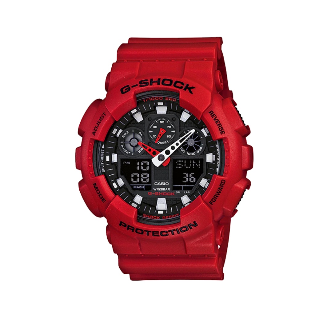 Đồng Hồ Nam Casio Gshock GA100B-4ADR Dây Cao Su Đỏ Có Chữ Kí Tuấn Hưng Size 51mm Tem Vàng Bảo Hành 5 Năm