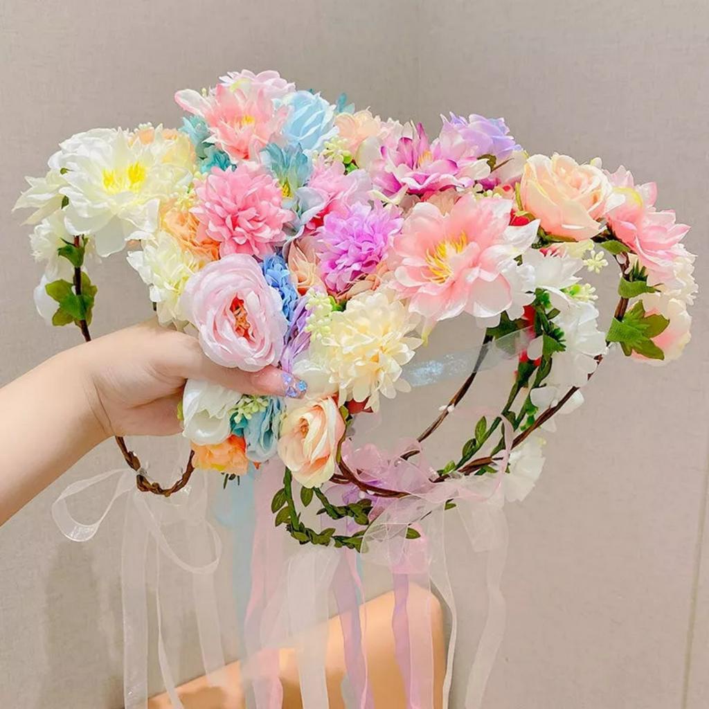 Vòng hoa đội đầu cho bé gái có thể chỉnh kích cỡ dùng được cho cả người lớn màu sắc tươi sáng cực dễ thương Dumi Shop