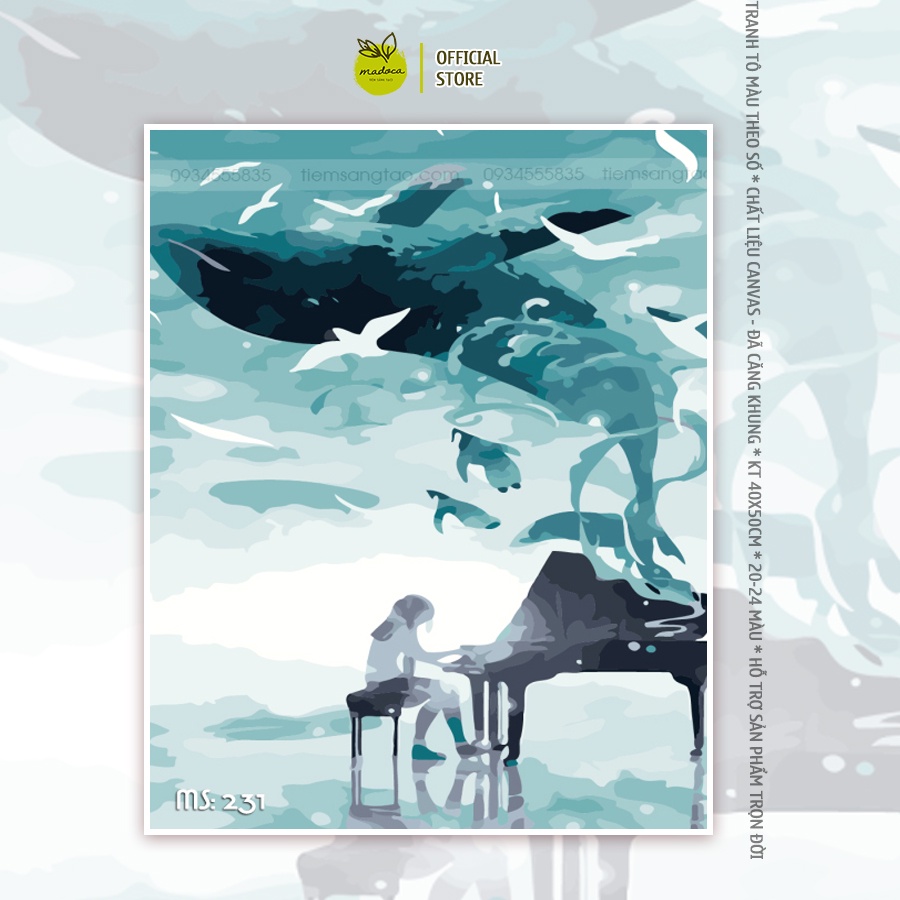 Tranh tô màu 40x50cm có khung Nghệ sĩ đại dương T231