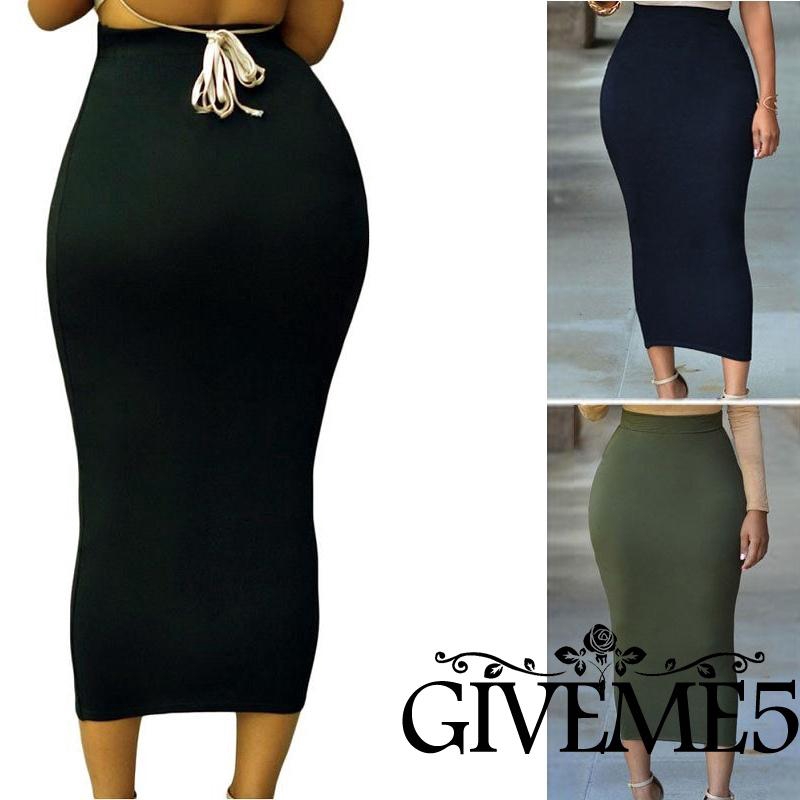 Chân váy bút chì dáng dài lưng cao thời trang nữ tính