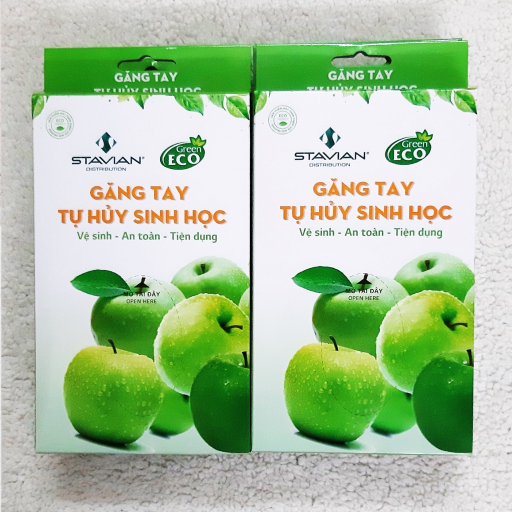 (Flash Sale) Găng tay nilon GREEN ECO găng tay tự hủy sinh học an toàn hộp bao tay nilong dùng 1 lần - Amina