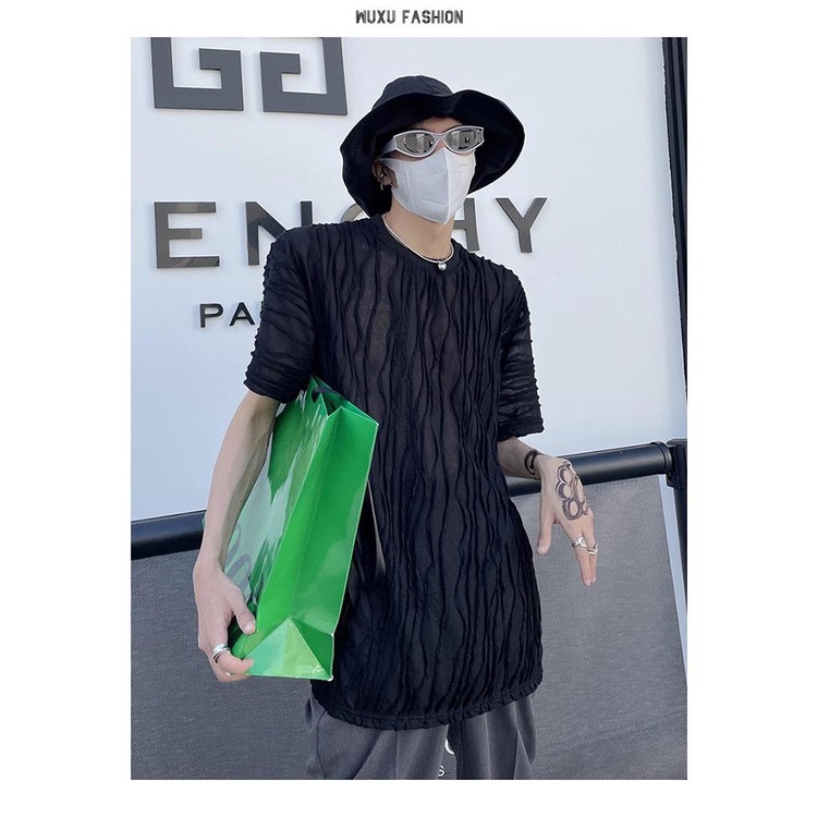 Áo thun nam tay lỡ vải Sóng nổi 3D Ripples Luxury