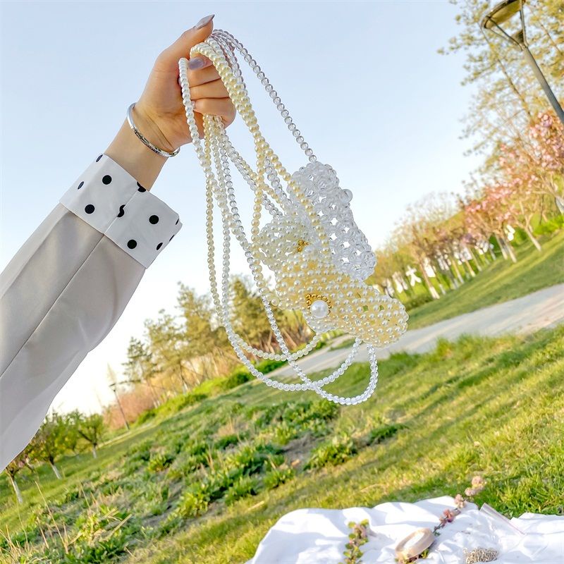 Handmade Pearl mini Lipstick Baby Super Beautiful Crossbody Bag