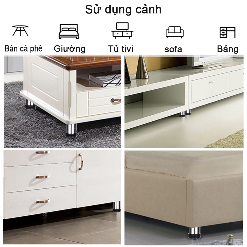 Chân gắn đồ nội thất/ghế sofa/bàn ghế/tủ TV/bàn cà phê điều chỉnh được bằng chất liệu thép không gỉ