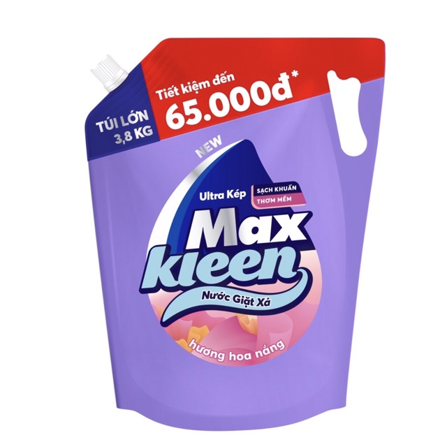 Túi Nước Giặt Xả Maxkleen 3.8 Ký(Có nắp Vặn)
