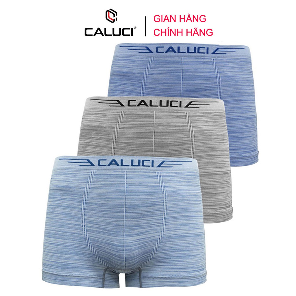 Combo 3 quần lót nam Boxer CALUCI CBX12, sịp đùi sệt liền, mềm mịn, thân thiện với làn da