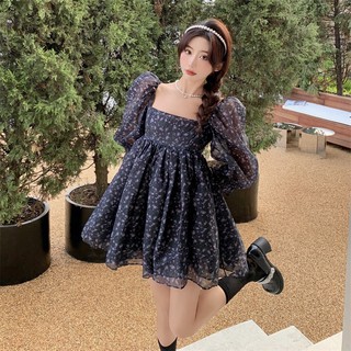 Đầm babydoll nữ cổ vuông dáng xòe ulzzang