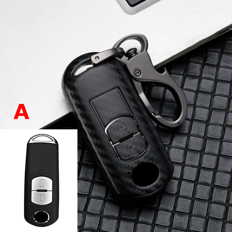 Vỏ bảo vệ chìa khóa điều khiển từ xa vân sợi carbon/ Móc khóa cho Mazda 2 3 6 Axla Atenza Cx-5 Cx5 Cx-3 Cx-7 Cx8 Cx-9