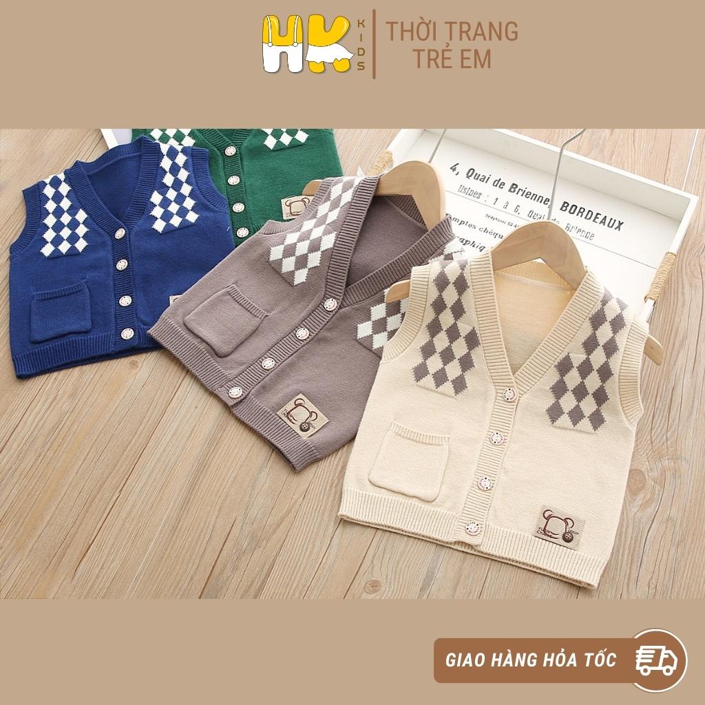 Áo Gile len cho bé HK KIDS, áo len gile cao cấp chất len mềm mịn đanh lì size cho bé từ 2 đến 6 tuổi